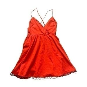Endless Rose Anthropologie Orange ruffle cocktail dress